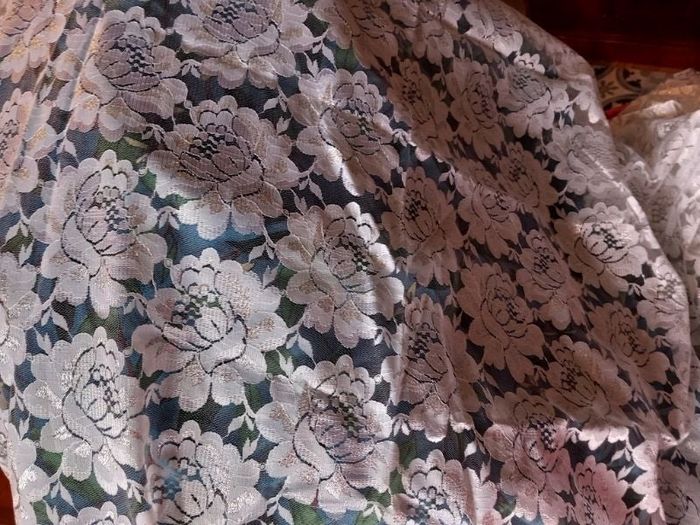 coupon de belle dentelle blanche et argent