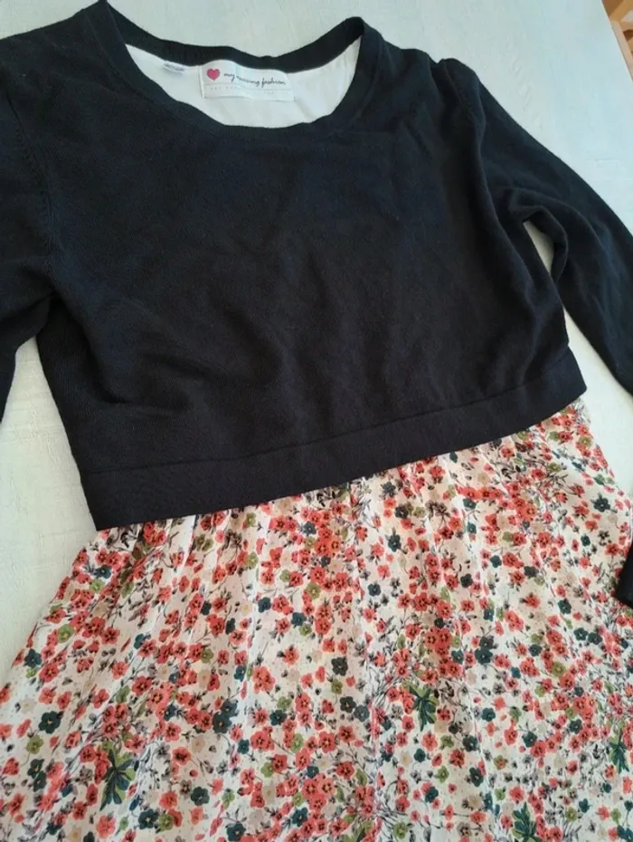 Blouse pull tunique - BPC - taille XS - fleuri - photo numéro 3