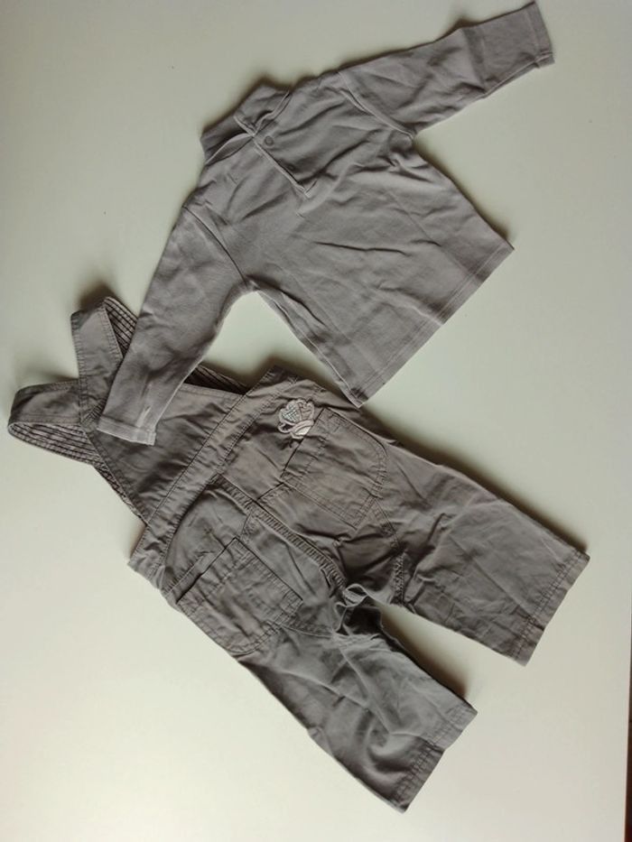 Ensemble salopette tee-shirt garçon 12 mois DPAM - photo numéro 9