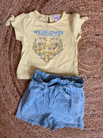 Ensemble tenue 2 pièces short et t-shirt Kiabi 12 mois