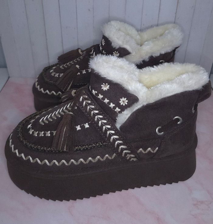 Boots d'hiver marron bottines basses tendances - Taille 37 - Neuves