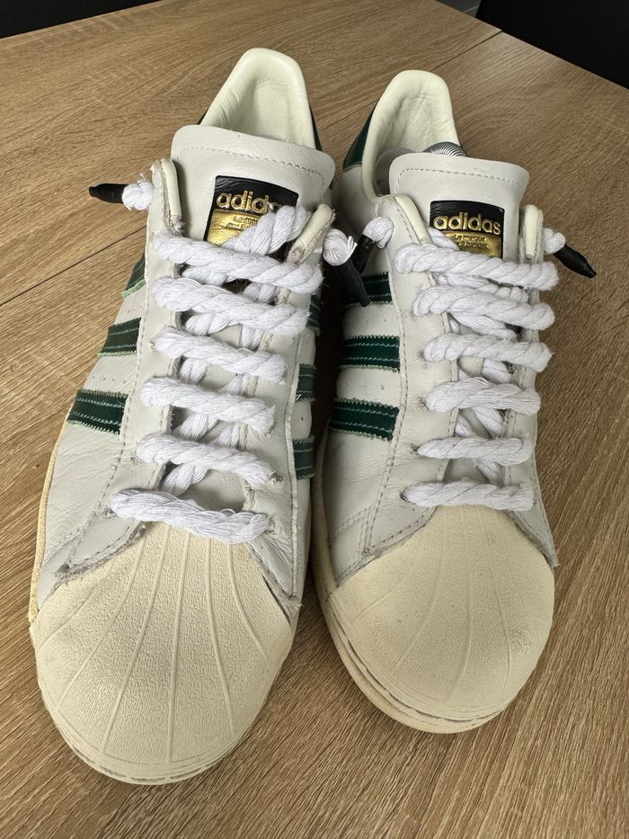 Adidas superstar verte et crème - photo numéro 2