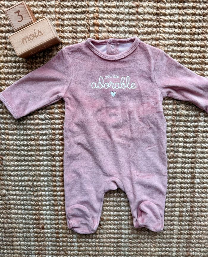 Pyjama velours Kiabi 3mois / 60cm