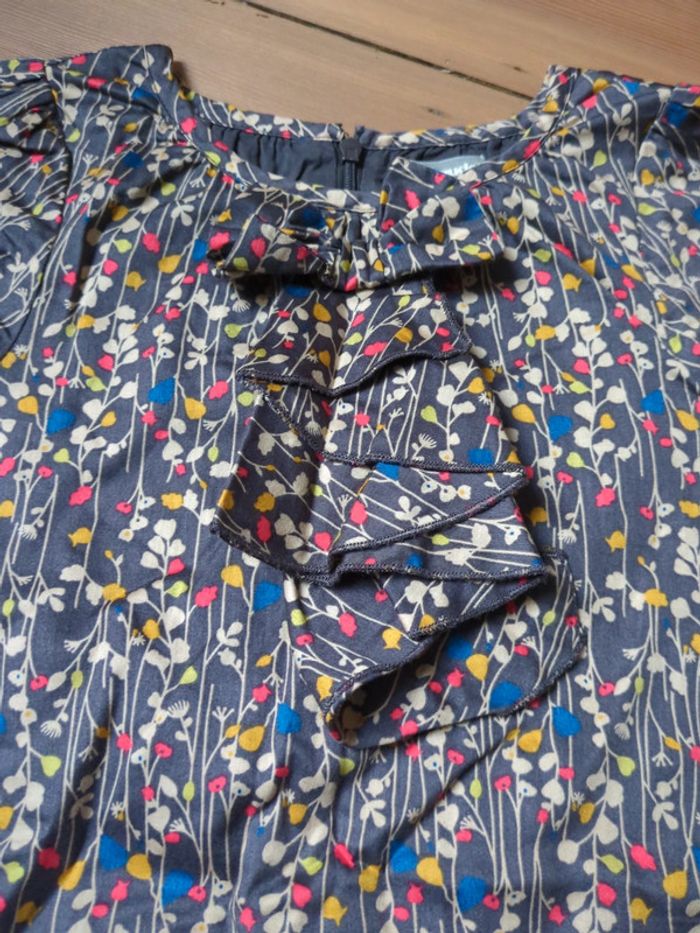 Robe motif fleurs floral 6 ans Vertbaudet col jabot - photo numéro 2