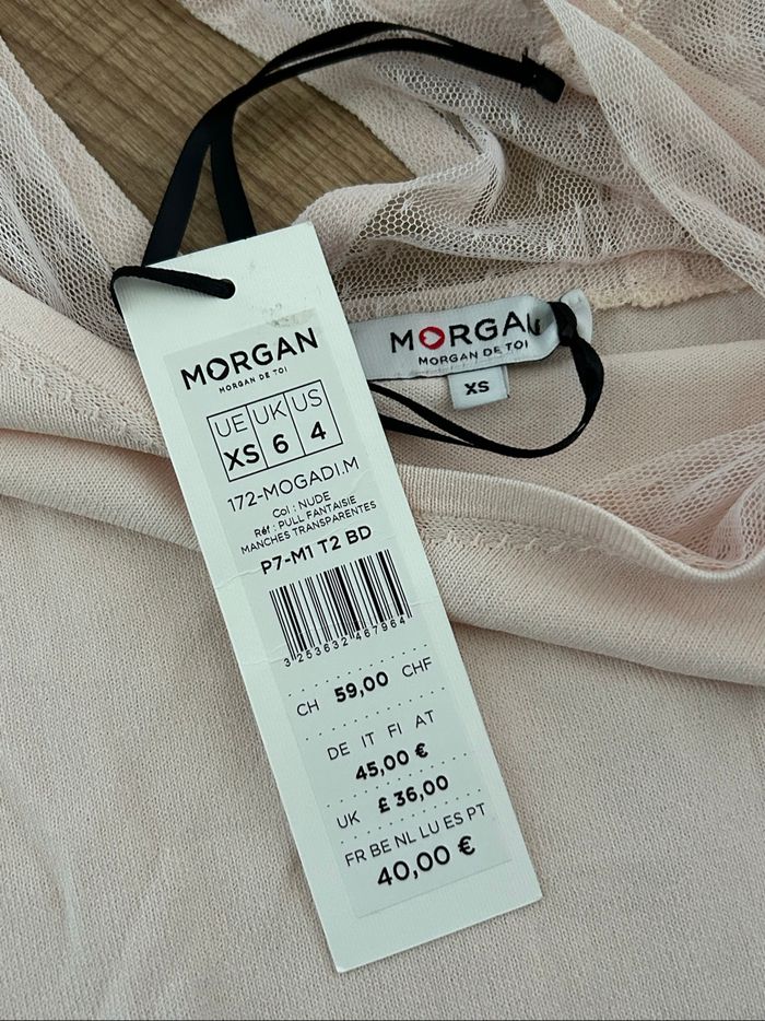 Pull rose clair neuf avec plumetis Morgan taille XS (valeur 40€) - photo numéro 9