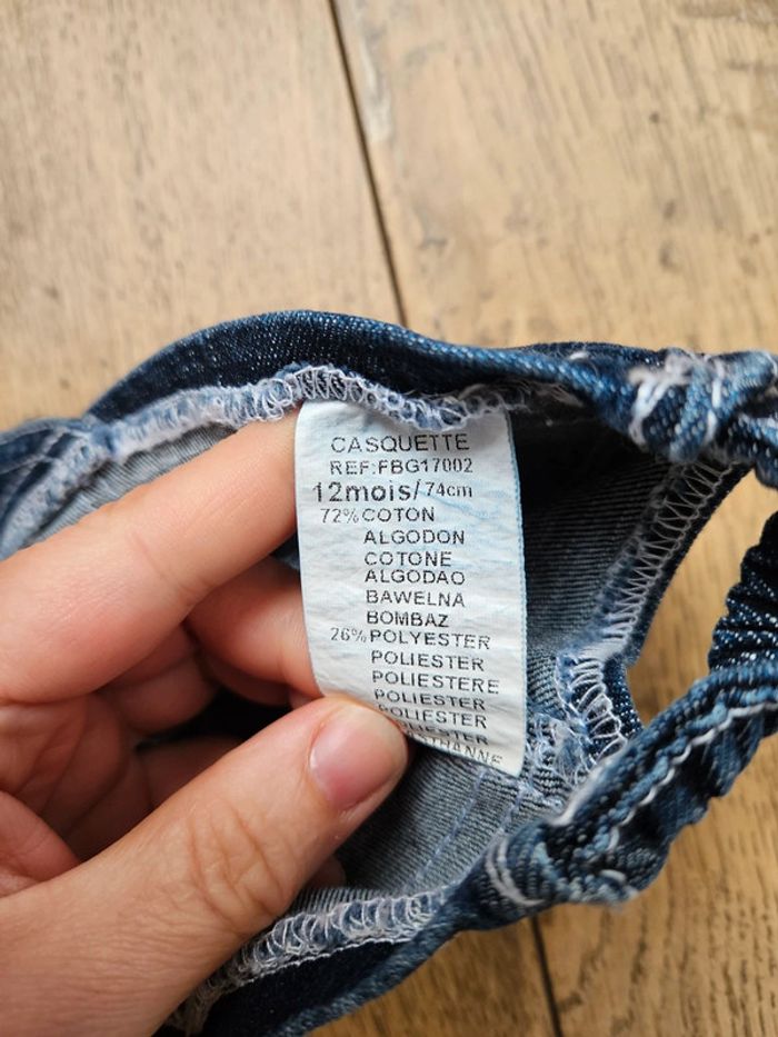 Casquette imitation jean bleu marine 12 mois - photo numéro 4