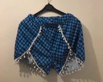 Short 🩳 femme taille haute à dentelle bleu et blanc taille XL