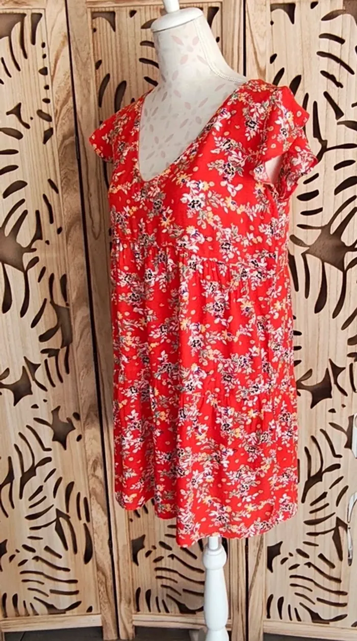 Robe mini  fluide imprimée fleurie Promod - photo numéro 4