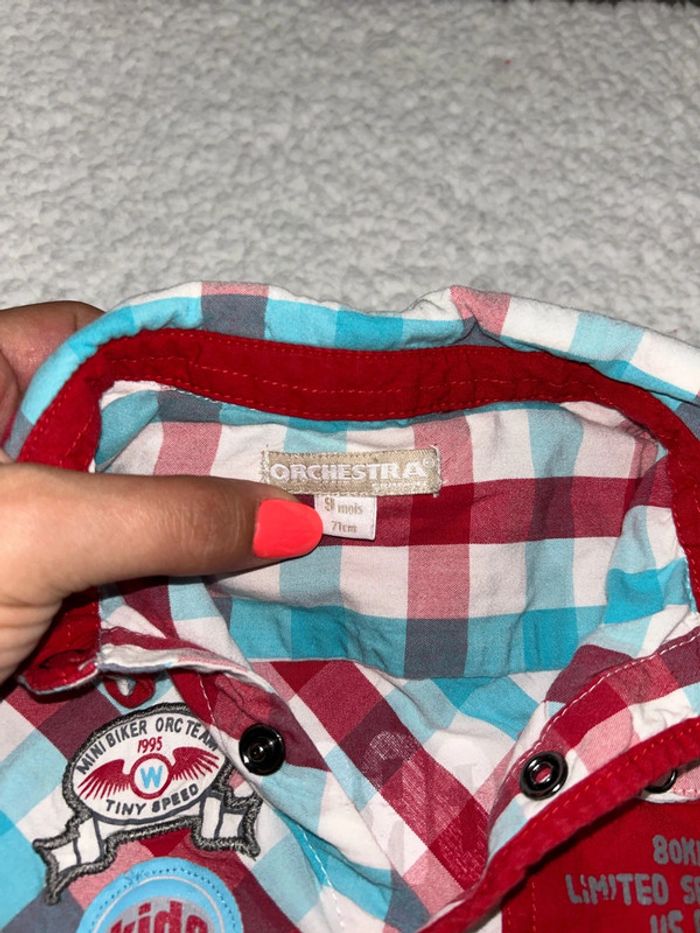 Chemise bébé bleu et rouge - photo numéro 2