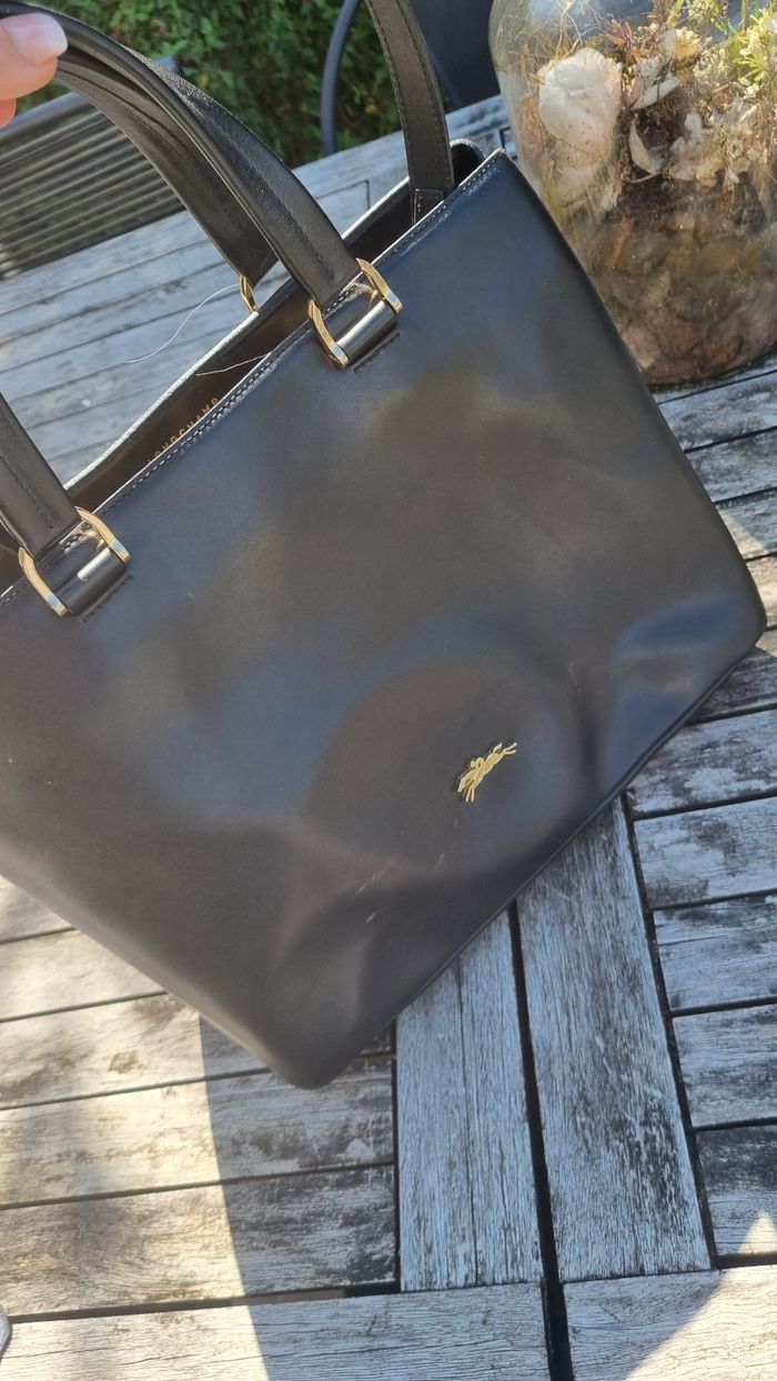 Sac longchamp cuir pleine fleur anses et lanières authentique 3 rangement - photo numéro 9