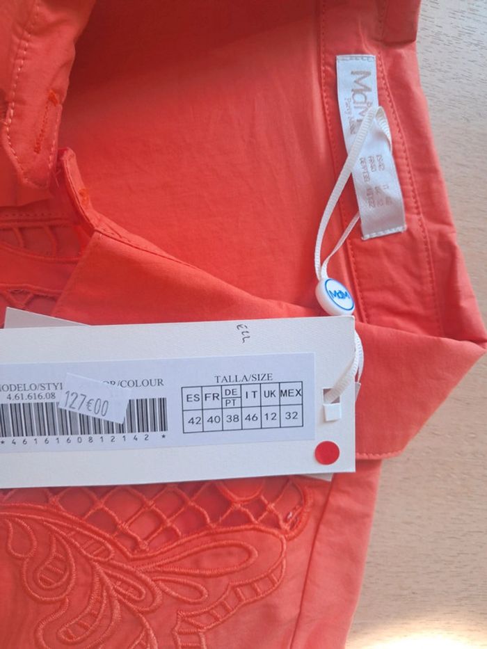 Md'M haut blouse chemise sans manches dentelle orange T.40 neuf - photo numéro 8