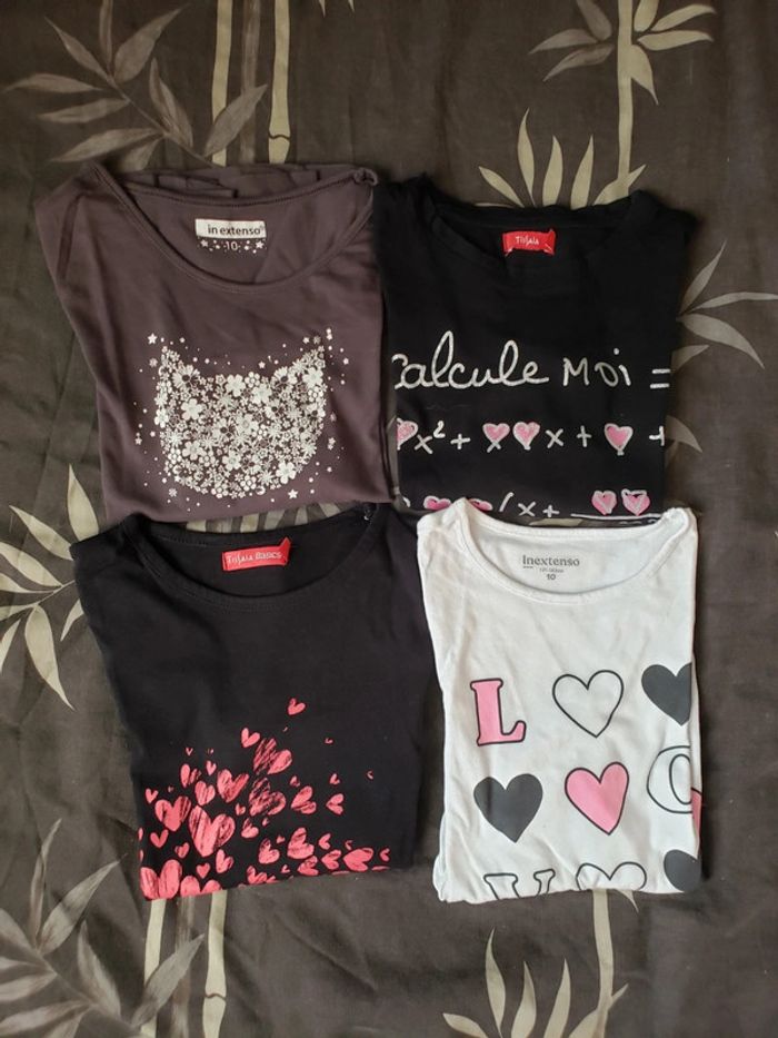 Lot 4 t-shirts manches longues taille 10 ans