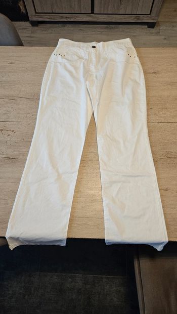 Pantalon blanc léger, coupe droite, Tissaia, 38, nickel