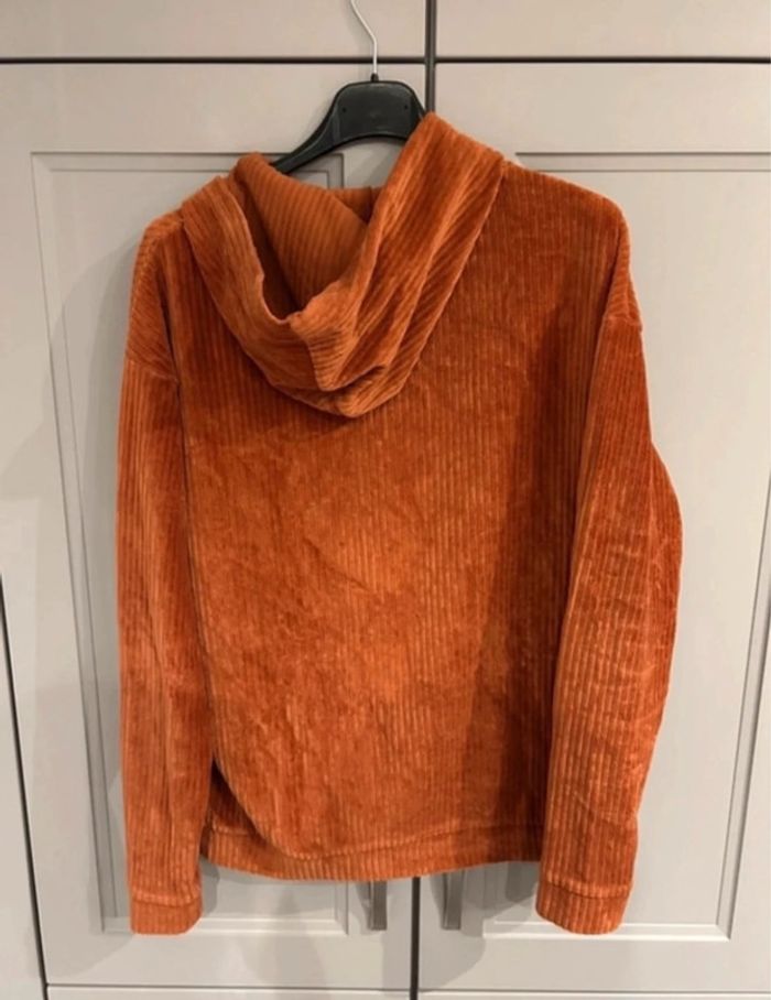 Pull sweat-shirt velours côtelé terracotta - photo numéro 3