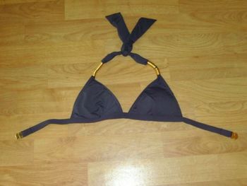 Haut de maillot de bain MORGAN marron décos dorées taille 36 TBE