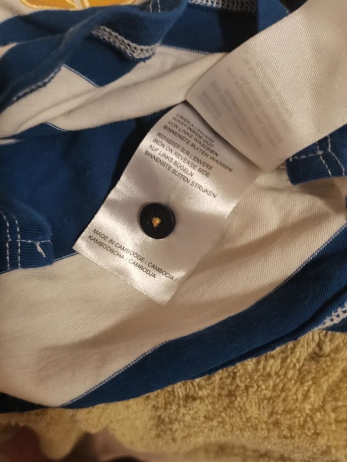 Polo rayé, imitations maillot de rugby. Blanc et bleu - photo numéro 5