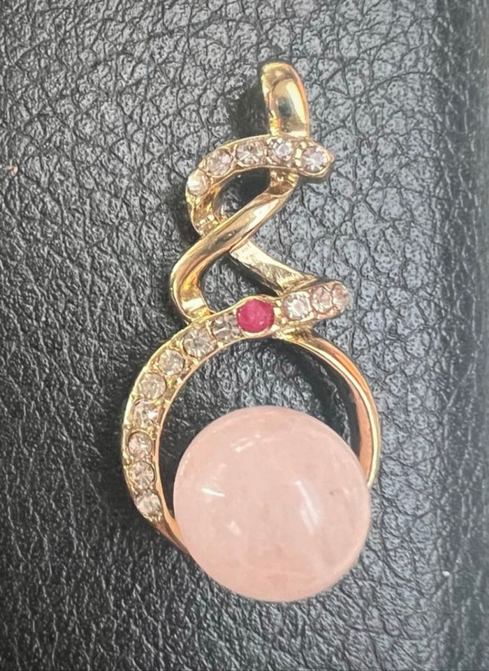 Pendentif doré perle rose - photo numéro 2