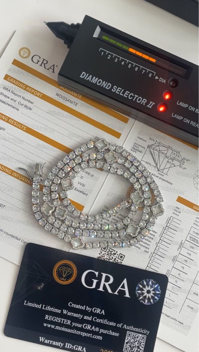 Chaîne de tennis en Moissanite Sertie de diamant VVS - photo numéro 6