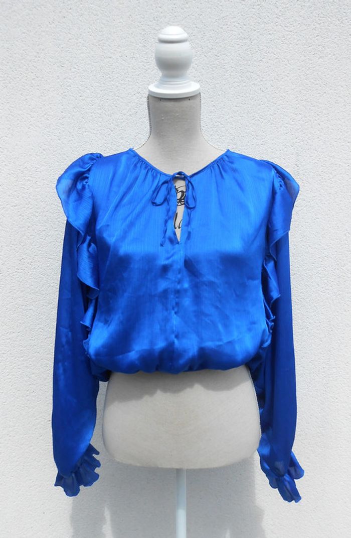Blouse crop top bleu promod