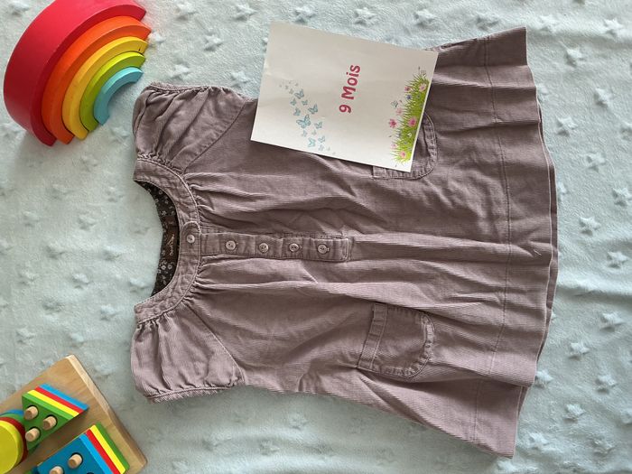 robe manches courtes en velours violet gris 9 mois bout'chou - photo numéro 3