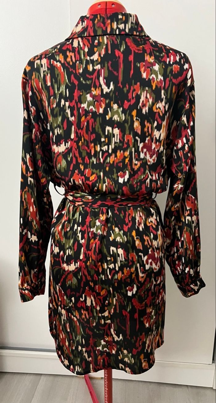 Robe satinée droite imprimée rose et noire Ikoone & Bianka - photo numéro 8