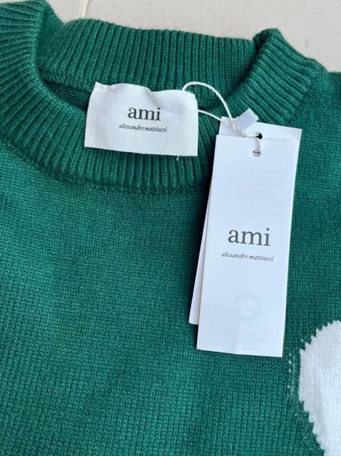 Pull Ami Paris Vert  M - photo numéro 4