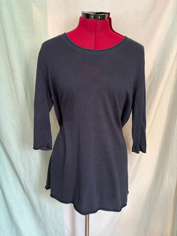 Superbe t-shirt long manches 3/4 dos ouvert tranparent avec noeud - photo numéro 2