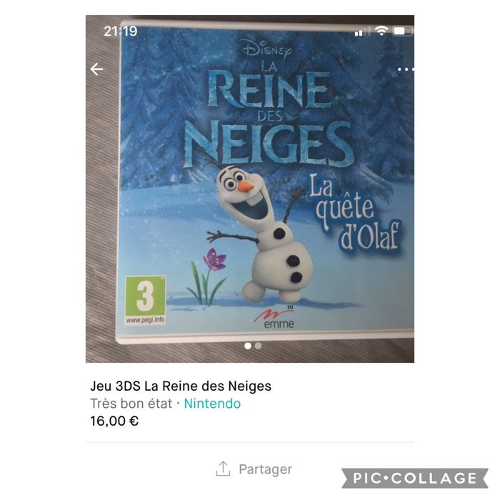 Jeu 3 DS reine des neiges