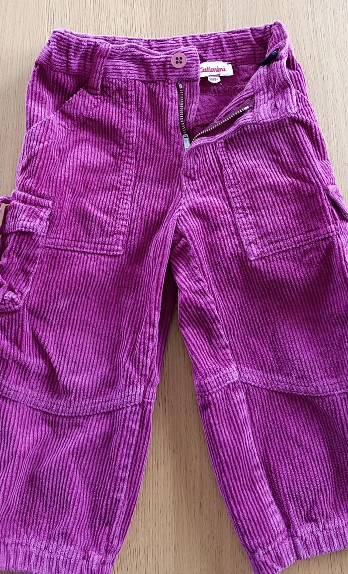 Pantalon Catimini 3 ans velours côtelé fushia fille - photo numéro 4