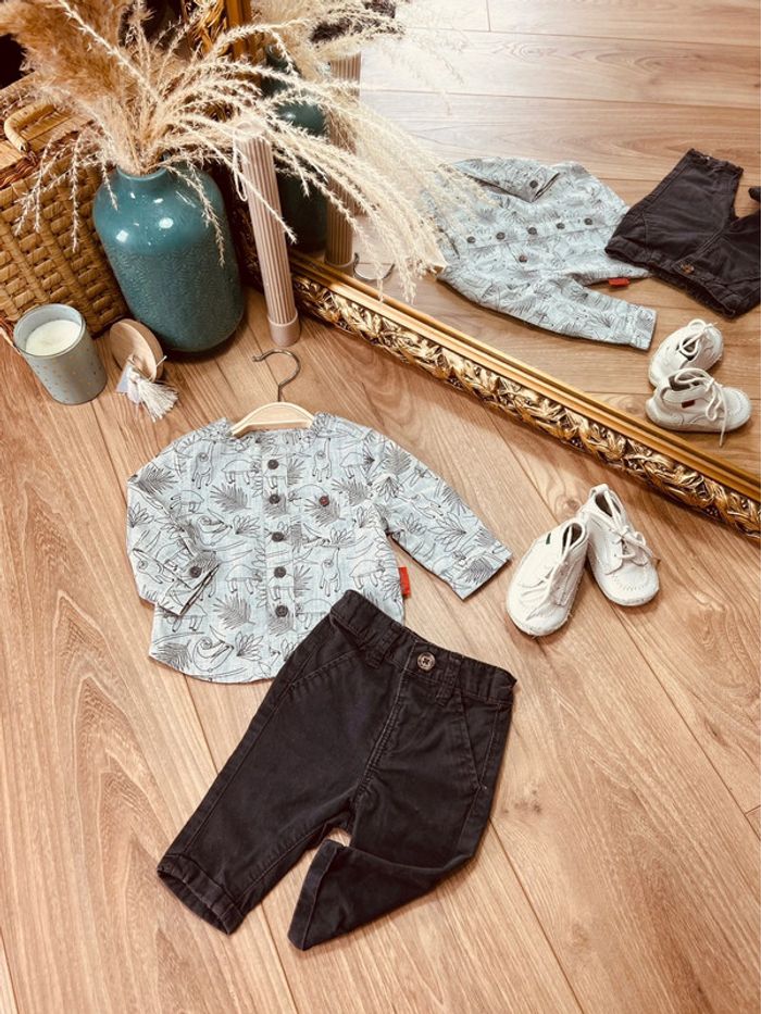 Taille 1 mois ensemble 2 pièces garçon Kiabi gris * animaux * 💙