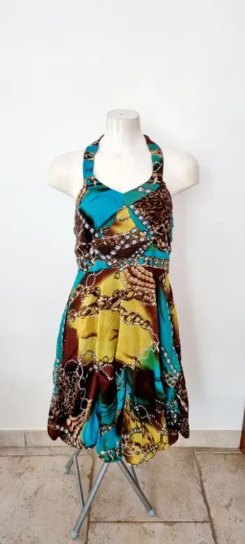 Robe courte imprimée chocolat  boule elissa 36