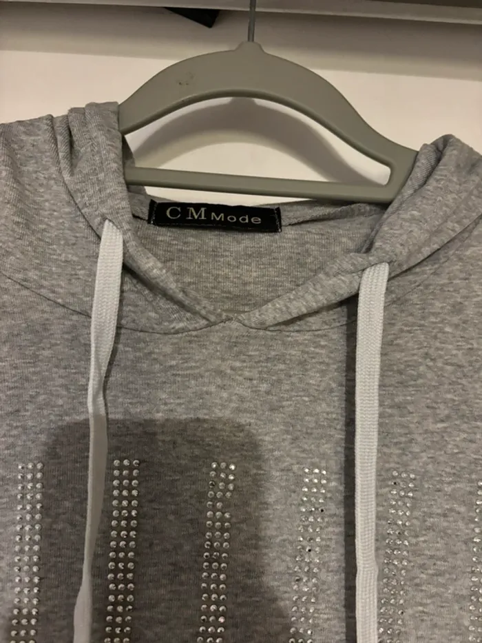 Robe sweat à capuche gris chiné 💎 C.M Mode - Taille S/M - photo numéro 3