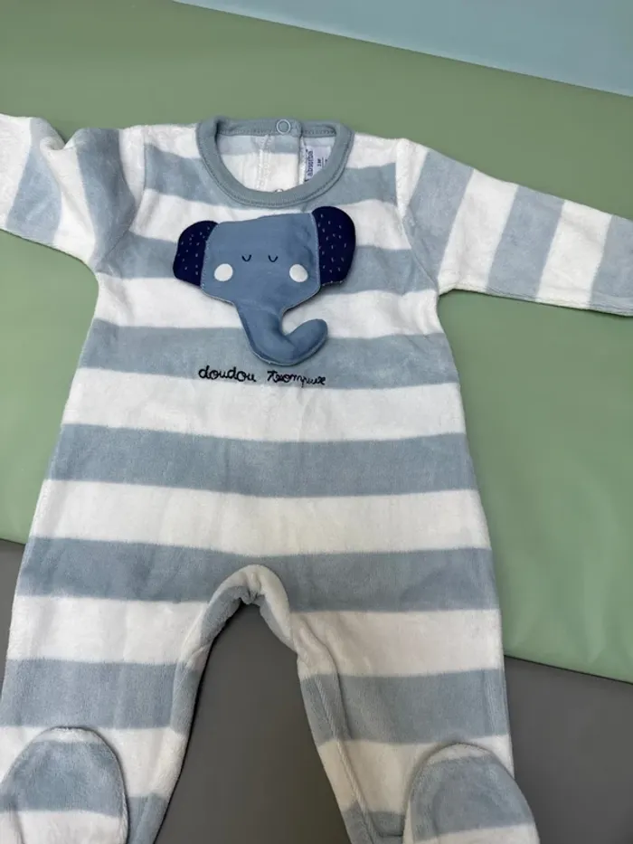 lot de 2 pyjamas absorba velours 1 mois - photo numéro 4
