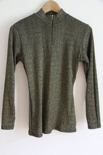 Made in France Vintage Neuf - Haut à manches longues en lurex doré brillant