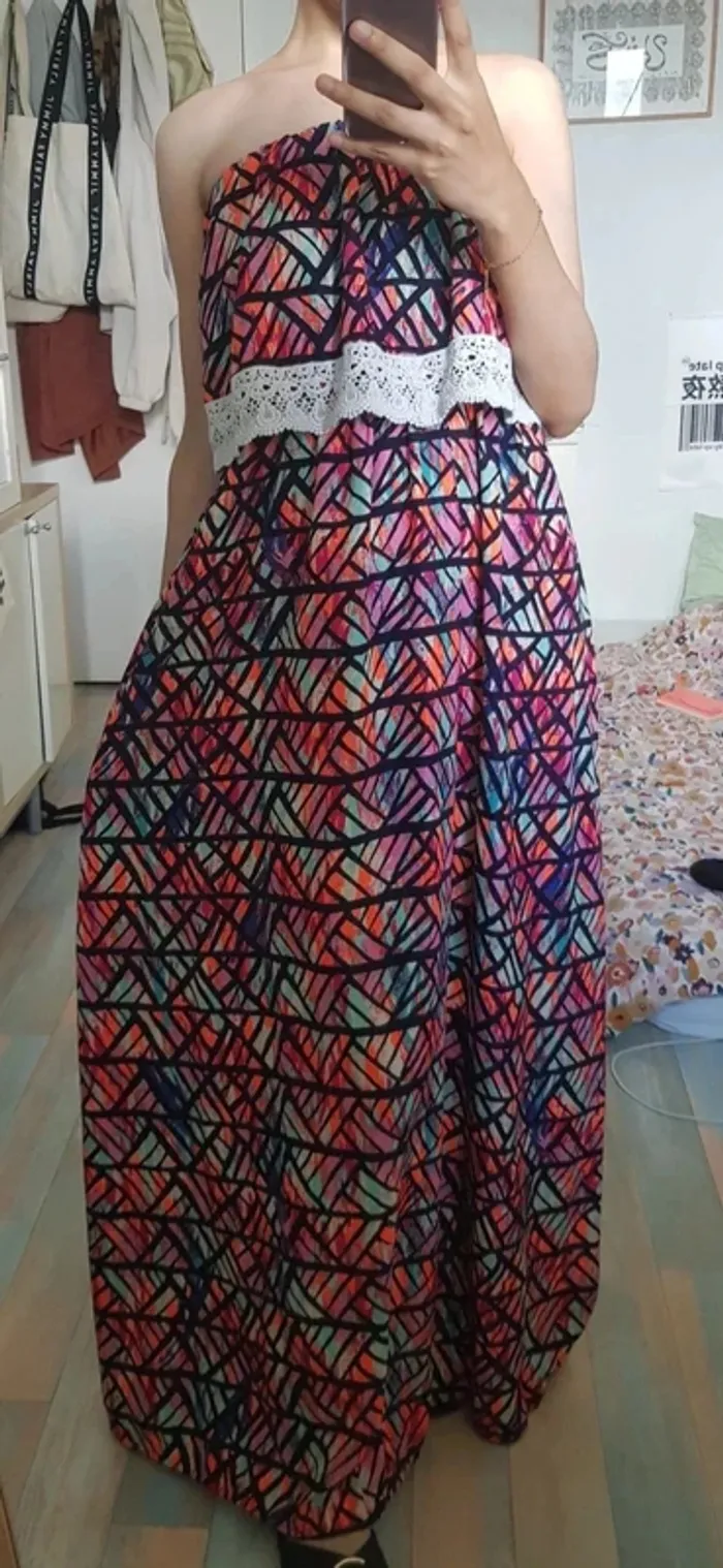 Magnifique Robe longue multicolore géométrique comme neuve taille unique - photo numéro 8