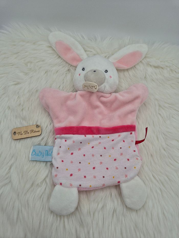 Doudou Marionnette Lapin Blanc rose Bn0592 "Happy Together" Baby Nat