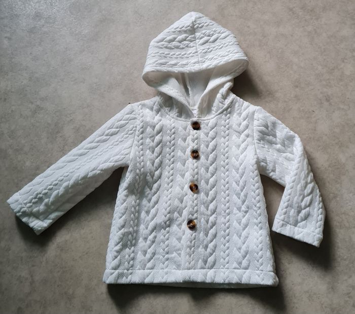 gilet capuche blanc fille 12/18 mois - photo numéro 2