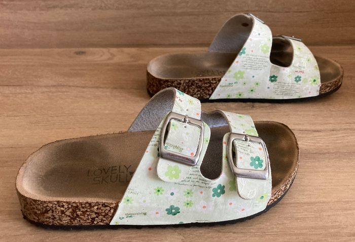 mules  2 brides motif fleuri - photo numéro 4