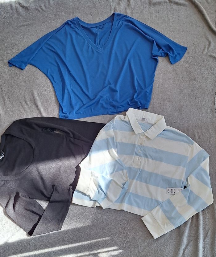 Lot neuf de 3 crop top, t-shirt court manches longues taille L