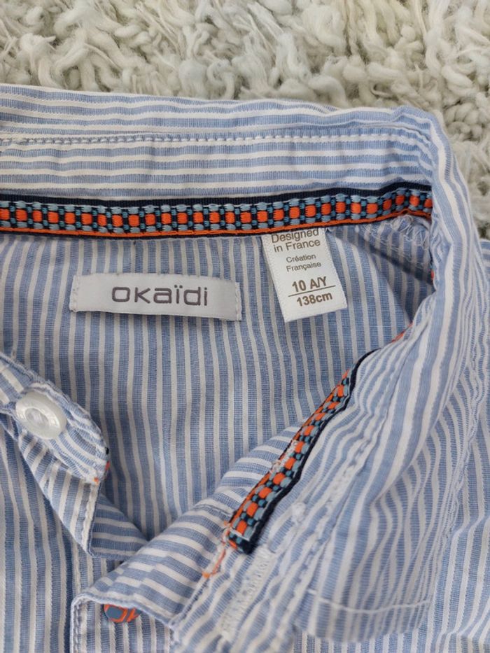 Chemise à rayure blanches et bleues Okaïdi 10 ans - photo numéro 2