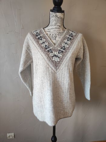 Véritable pull Jacquard taille S en laine et mohair