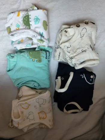 Lot de 5 combinaisons barboteuses été 6m