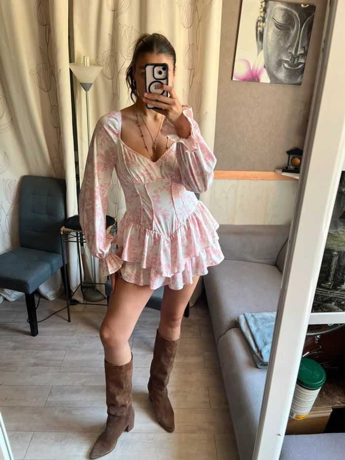 Robe combi-short corset western country bohème champêtre