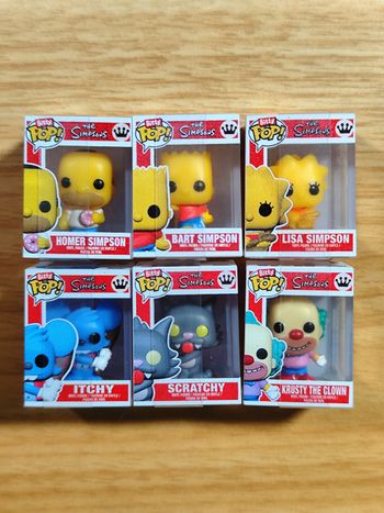 Lot 6 Bitty Pop! - Homer Simpson, Bart Simpson, Lisa Simpson, Itchy, Scratchy, Krusty The Clown (The Simpsons)