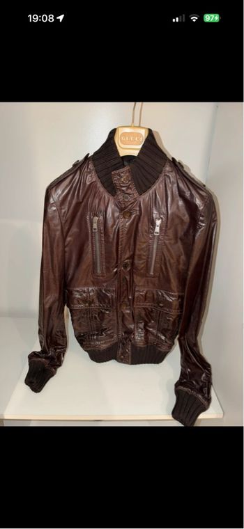 Gucci Leather Aviator Bomber Jacket – Made in Italy – Taille 48