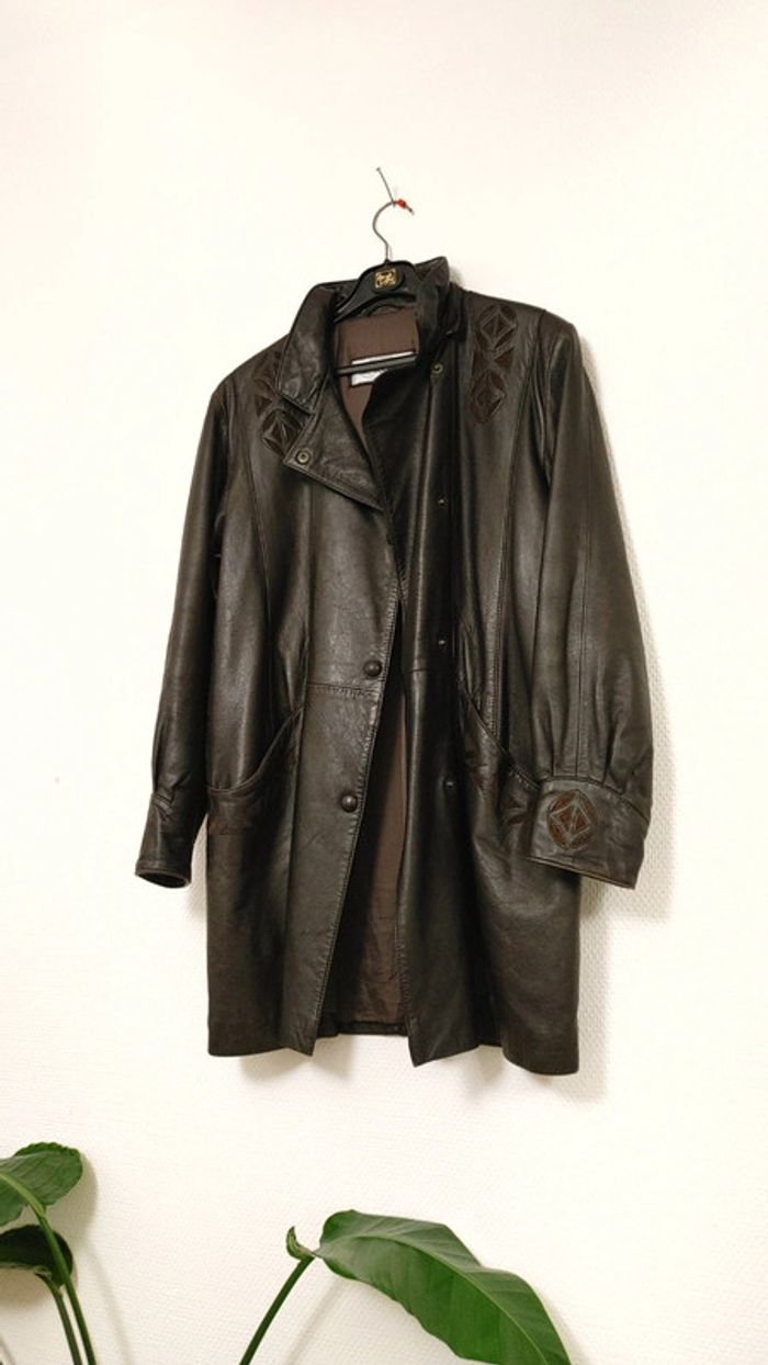 Manteau vintage en cuir Au Renard vintage hiver très chaud - photo numéro 3