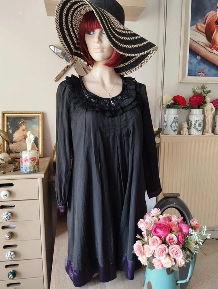 💕Robe Évasée Satin,Froufrous & Sequins T34/36💕