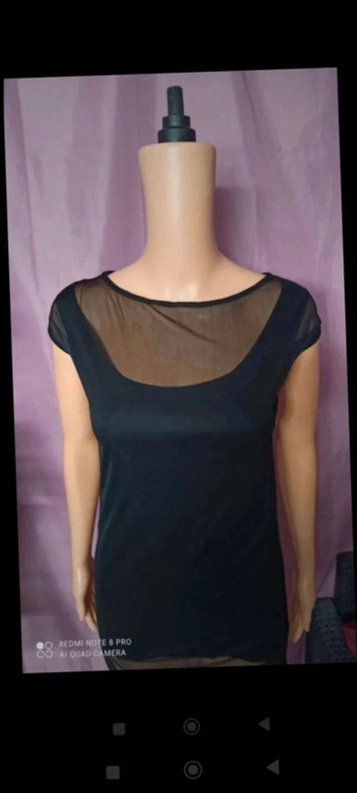 Top  haut noir transparent noir taille s - photo numéro 2