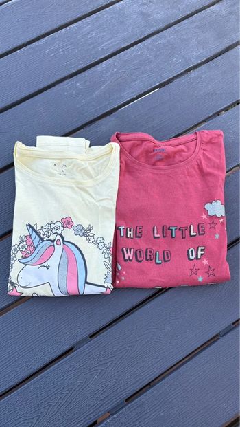 Lot de 2 t shirt manches longues jaune et rose Kiabi fille taille 10 ans