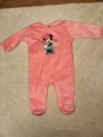 Pyjama en velours Minnie bébé rose 9 mois